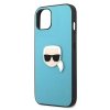 Karl Lagerfeld KLHCP13SPKMB iPhone 13mini 5,4 niebieski/blue hardcase Leather Ikonik Karl`s Head Metal